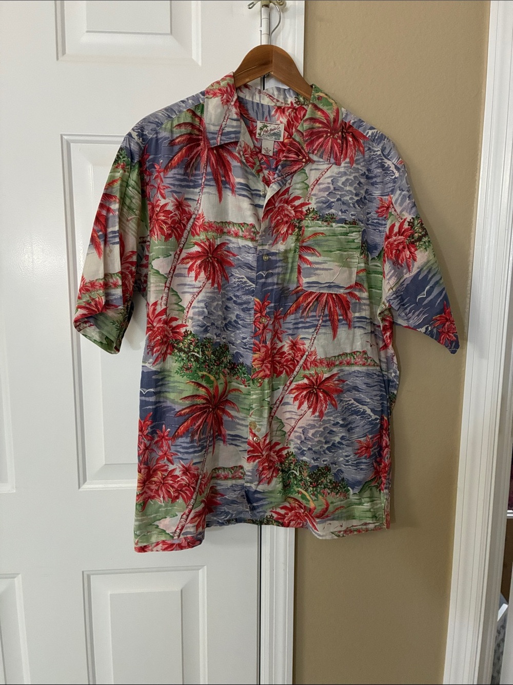 Vintage Polo by Ralph Lauren Hawaiian/Tropical Palm Print Button-Down Shirt